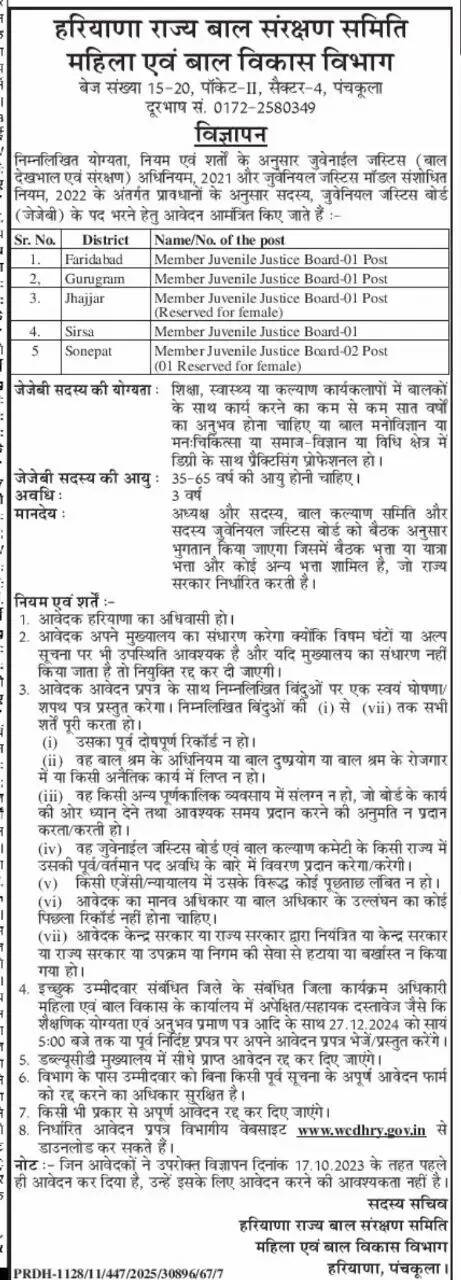 haryana anganwadi bharti
