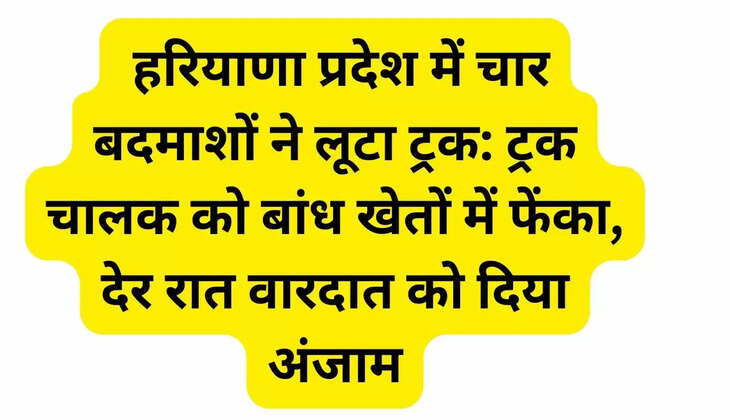  हरियाणा प्रदेश में चार बदमाशों ने लूटा ट्रक: ट्रक चालक को बांध खेतों में फेंका, देर रात वारदात को दिया अंजाम