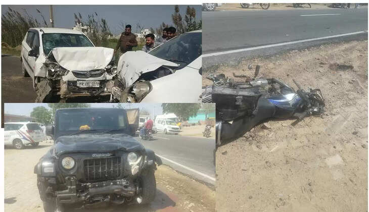  दड़बा कलां बस स्टैंड के पास हो रहे सड़क हादसे  