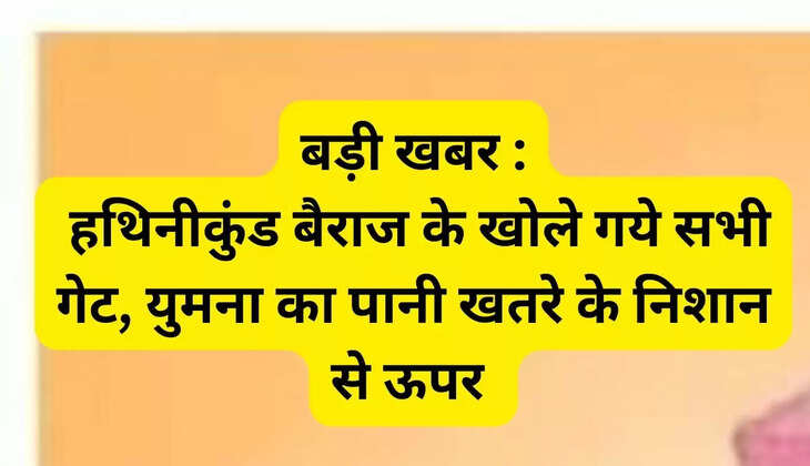  Big news: All gates of Hathinikund Barrage opened, Yamuna water level above danger mark