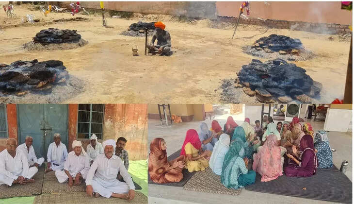 Maharaj Jinder Nath's penance was being done amidst the burning fire in five fires all around in the Dadba Kalan village arena in Sirsa district amidst the scorching heat