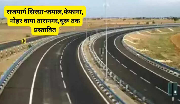 राजमार्ग सिरसा-जमाल,फेफाना, नोहर वाया तारानगर,चूरू तक प्रस्तावित