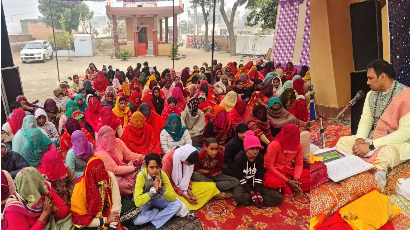 Kalash Yatra taken out in Darba Kalan village on the beginning of Shri Madbhagwat Katha