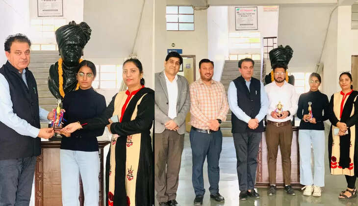 Payal, a student of JCD Pharmacy College in Sirsa, Haryana, got first place in the district