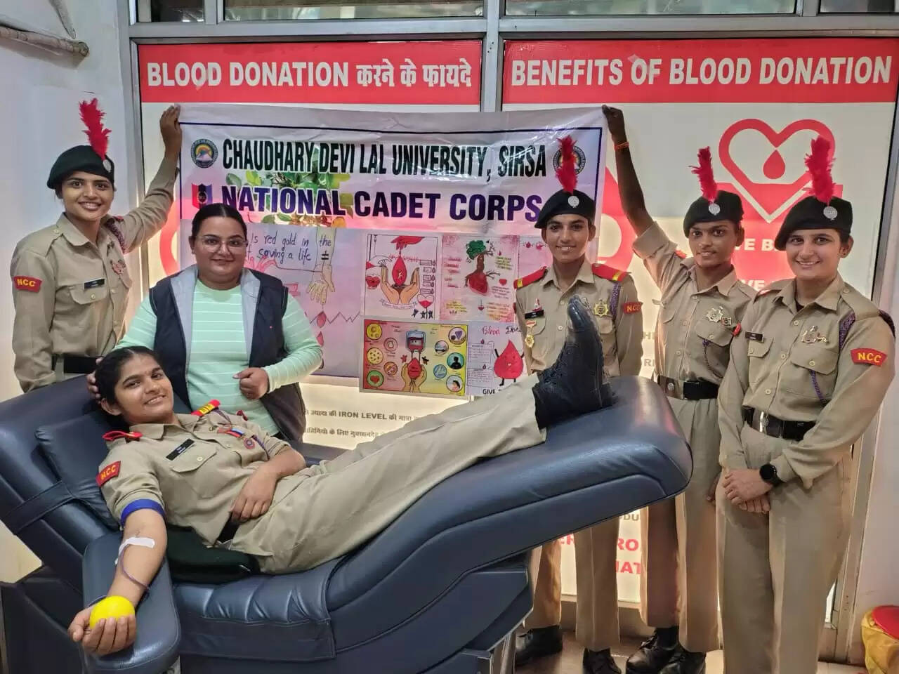 Blood donation awareness and blood donation program organized on the occasion of NCC Day at CDLU SIRSA