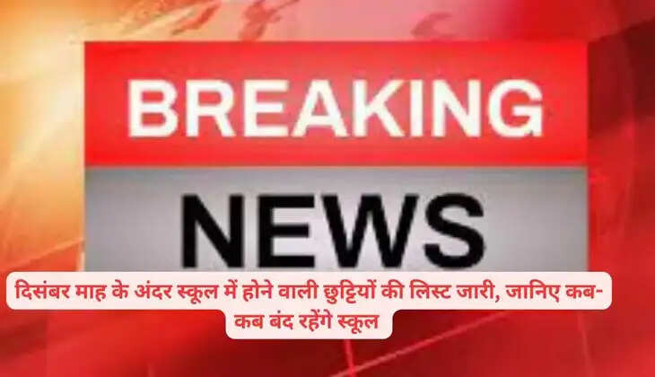 List of school holidays for the month of December, find out when schools will be closed