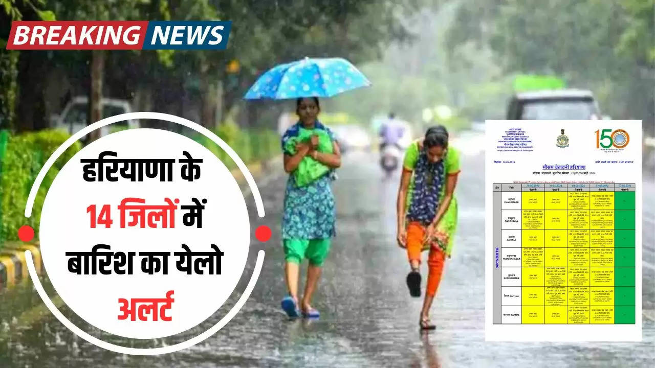  Haryana Weather Alert: हरियाणा के 14 जिलों में बारिश का येलो अलर्ट, देखें कहां कहां होगी बारिश ?