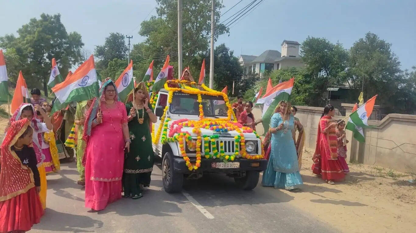 Grand celebration of the Hariyali Teej festival at Swami Vivekananda School and Defence Academy, Arniyanwali, on Independence Day