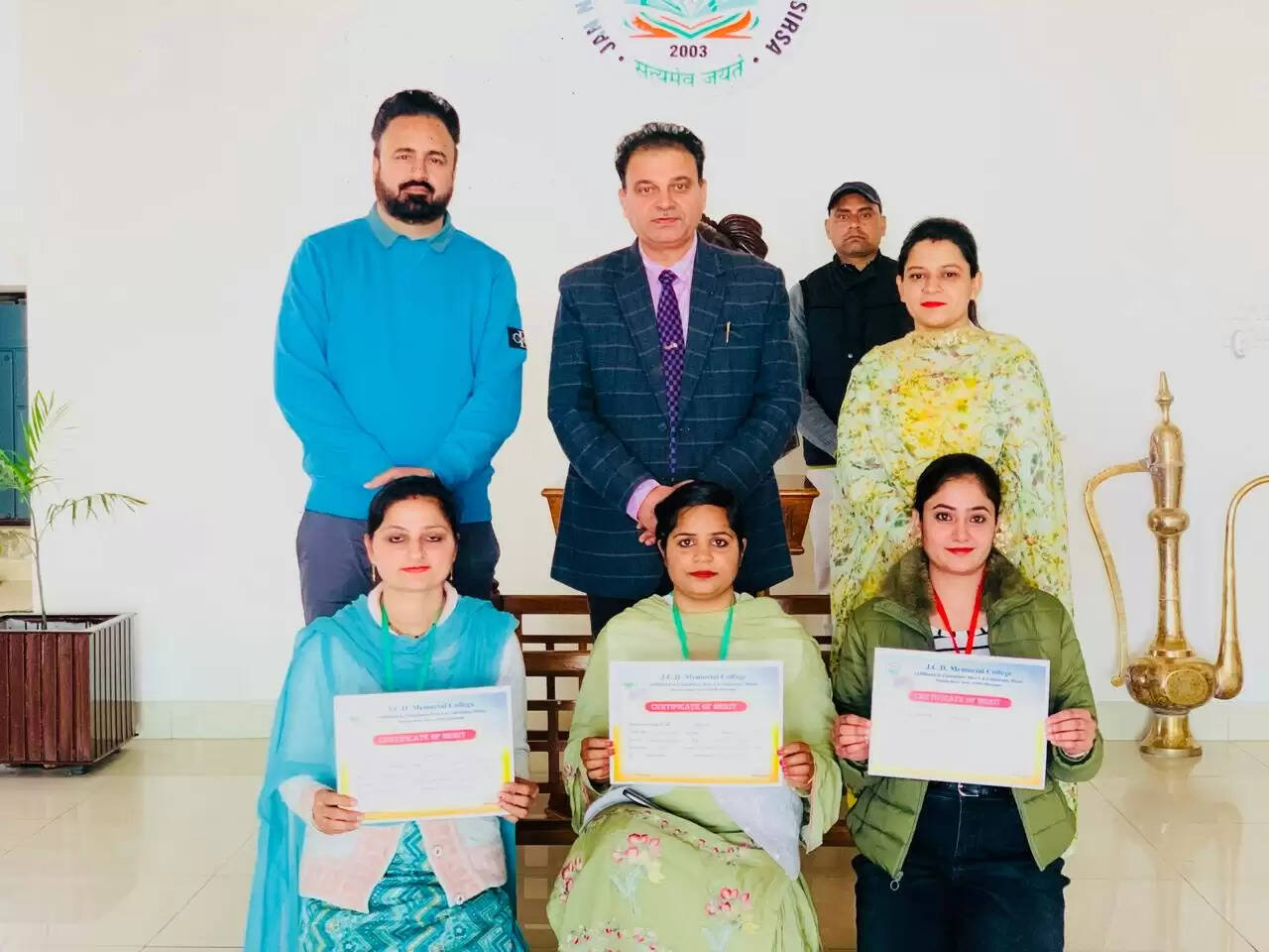 Raveena, a student of JCD Memorial College Sirsa, topped CDLU