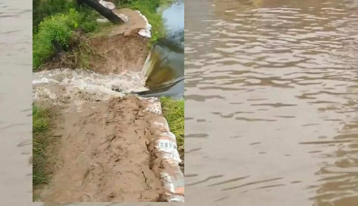 Big news: Hisar-Ghaggar drain semanala broke, 20 feet erosion, water rising rapidly