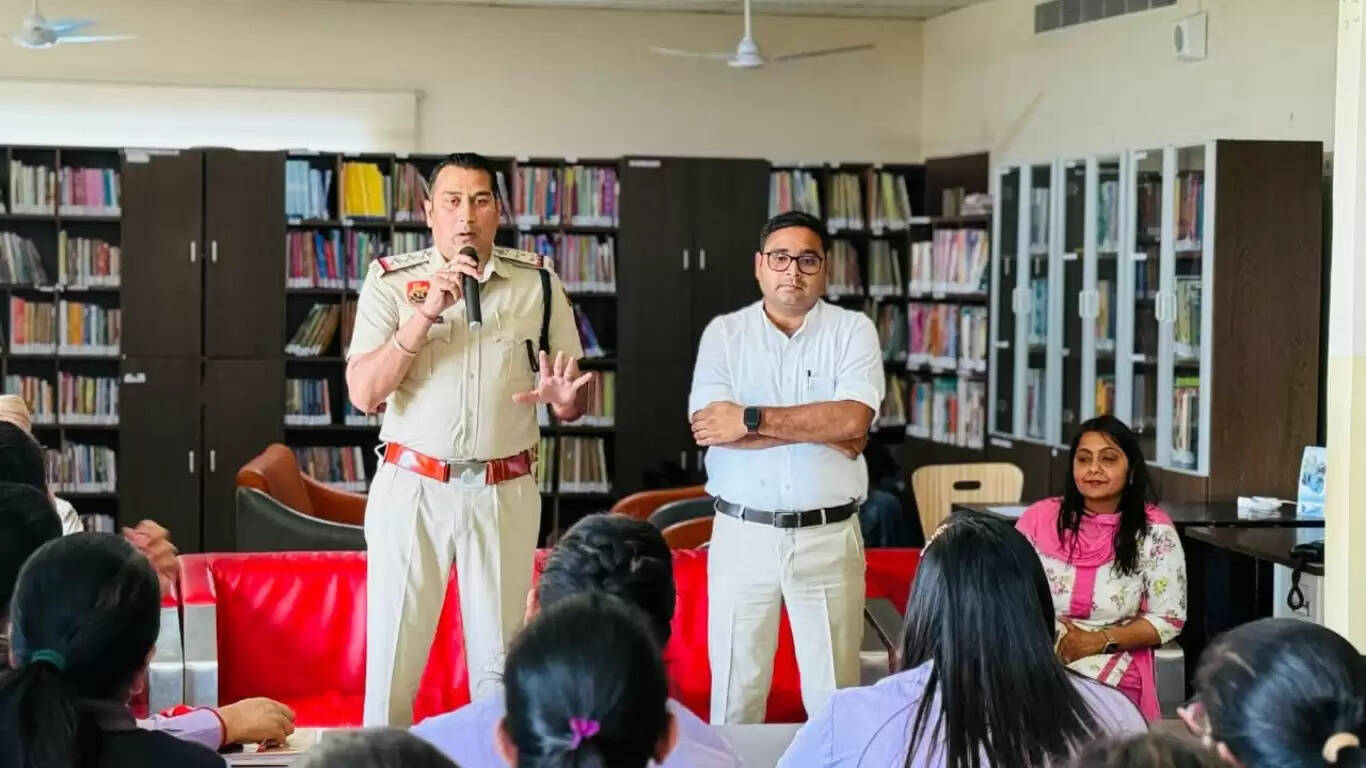 Traffic police taught road safety and traffic rules to students at GD Goenka Public School in Sirsa