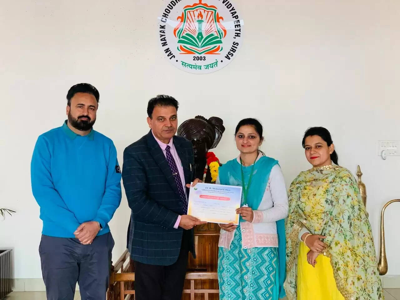 Raveena, a student of JCD Memorial College Sirsa, topped CDLU