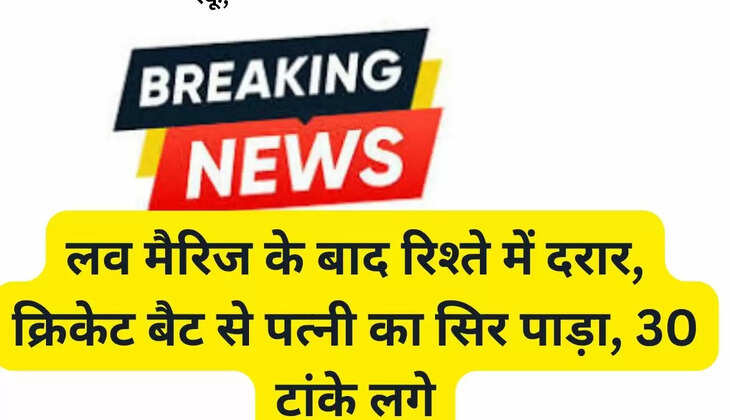  लव मैरिज के बाद रिश्ते में दरार, क्रिकेट बैट से पत्नी का सिर पाड़ा, 30 टांके लगे