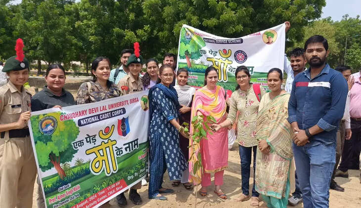  सिरसा सीडीएलयू में एक पेड़ मां के नाम अभियान के तहत पौधारोपण