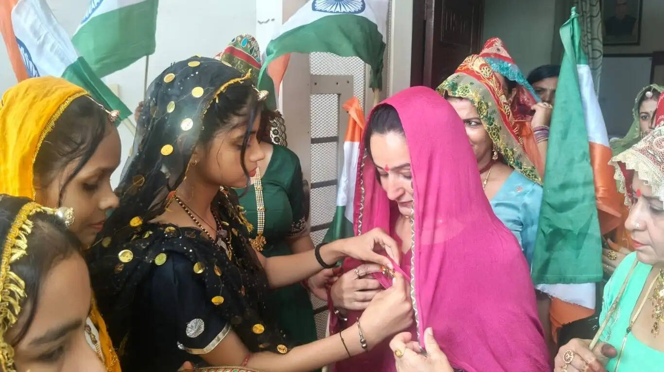 Grand celebration of the Hariyali Teej festival at Swami Vivekananda School and Defence Academy, Arniyanwali, on Independence Day
