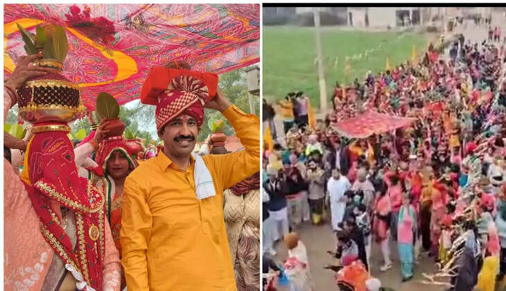 Kalash Yatra organized in Hanjira village on the beginning of Shri Madbhagwat Katha