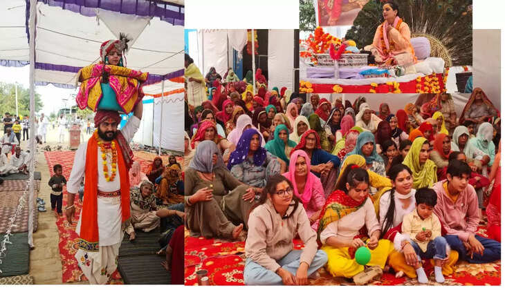 Women started dancing on the birth anniversary of Lord Shyam Sundar Krishna Kanhaiya in the cowshed of village Dadba Kalan