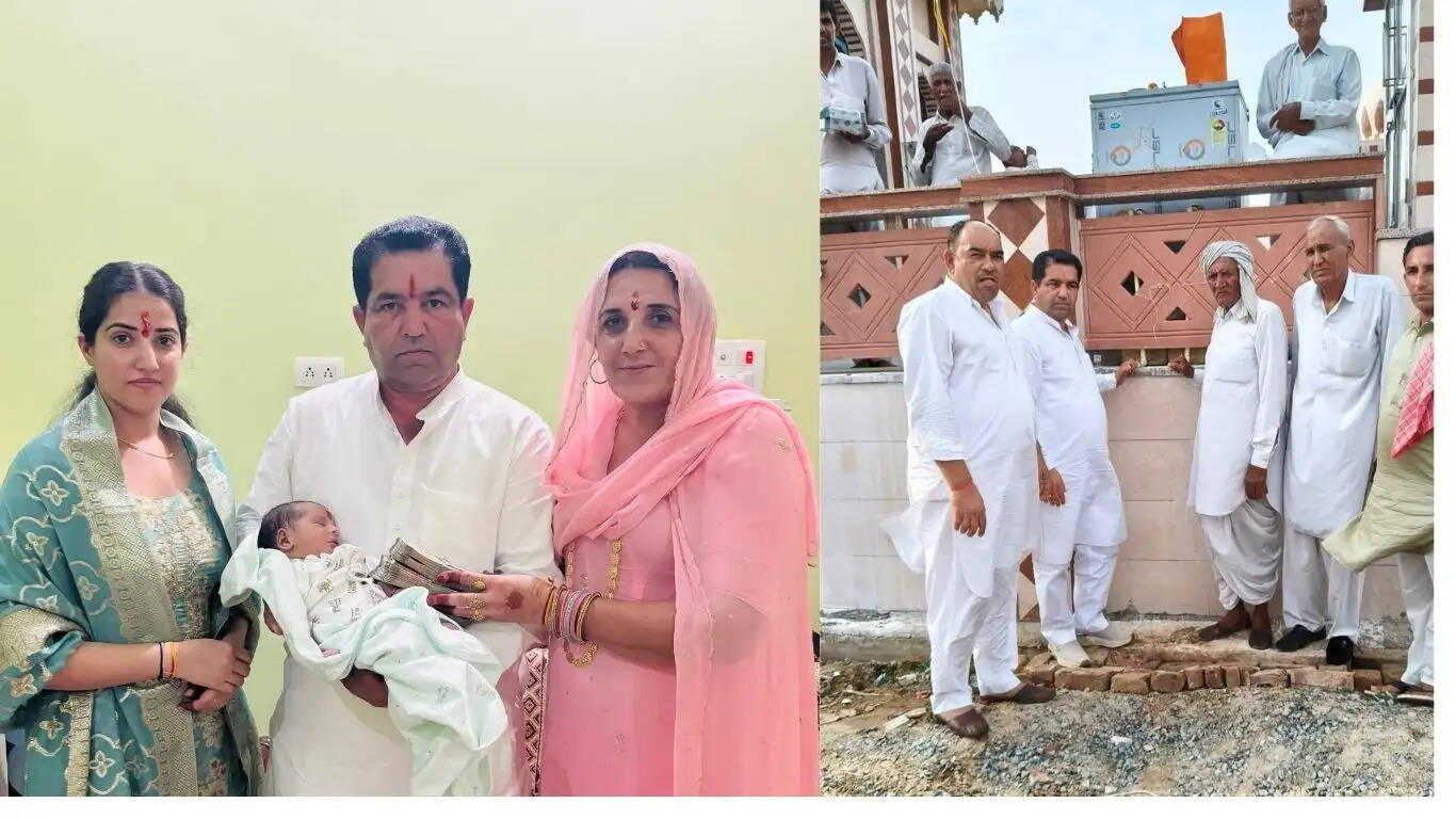 Social worker Raghubir Kadwasra installed a water cooler in Pichkaroi village on the occasion of his grandson's naming ceremony